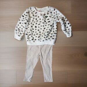 Juicy Couture Baby Toddler 2 Piece Set 24M Faux Fur Cheetah Animal Print Beige